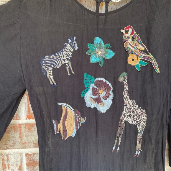 Zara Basic Rare Embroidered Animal Mesh Back Maxi - Picture 12 of 16